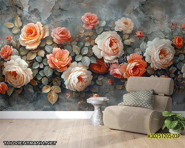 Tranh dán tường Hoa 3D- H3D251205-03P - Kết quả tìm kiếm tranh tường